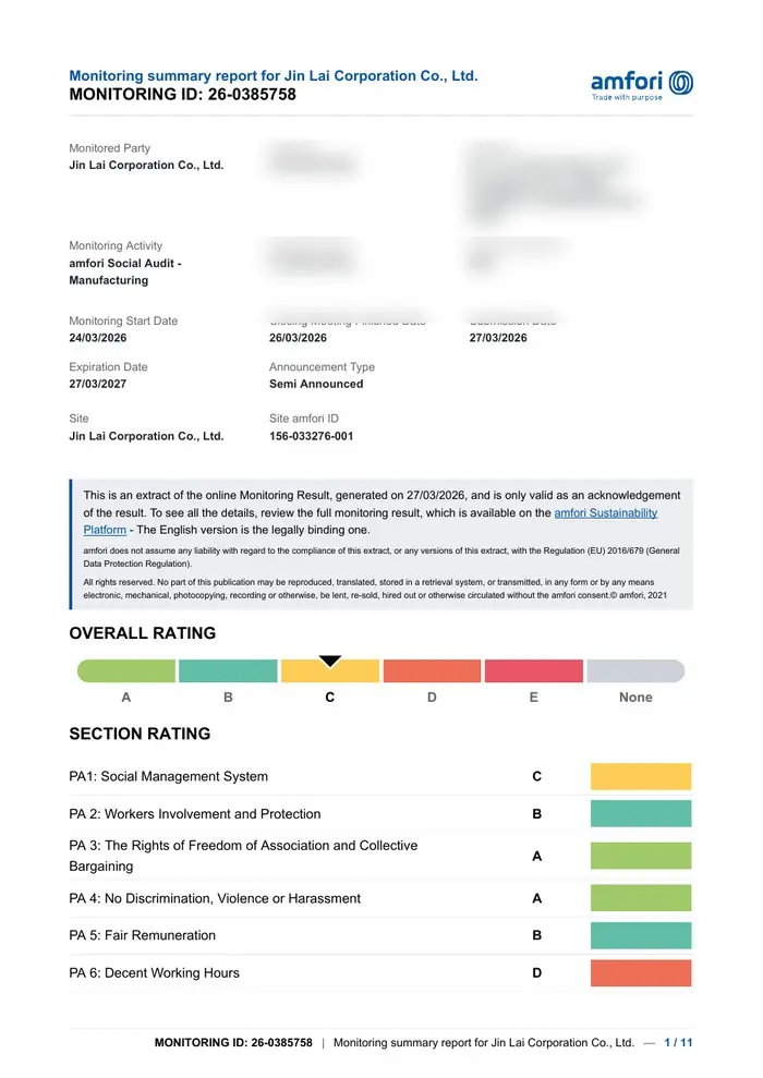 BSCI amfori social audit certificate scan